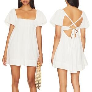 Free People White Puff Sleeve Mini Dress XS